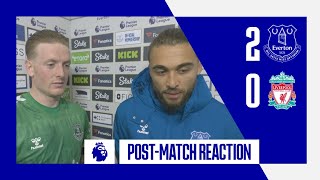 EVERTON 20 LIVERPOOL JORDAN PICKFORD amp DOMINIC CALVERTLEWIN POSTMATCH REACTION [upl. by Ahsiemac]