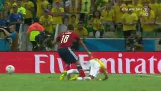 WM 2014 Quarter final NEYMAR brutally FOUL from a Columbian Player [upl. by Nenerb]