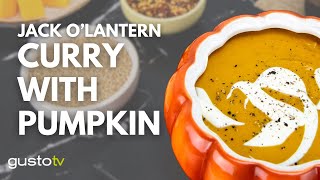 Halloween Jack OLantern Curry with Pumpkin Bambrack [upl. by Alauqahs]