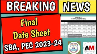 PEC Exam 2nd Term Date Sheet 2024  School Based Assessment 2nd term Date Sheet  2nd term 2023 [upl. by Nwahsauq]