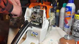 Part 14  Stihl 044 Magnum Rebuild  Carburetor Installation [upl. by Aisyla]