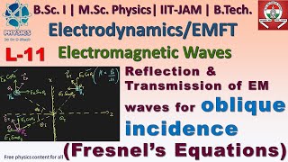 L 11 EM Waves  Reflection amp transmission of EM Waves for oblique incidence  Fresnels Equations [upl. by Gschu]