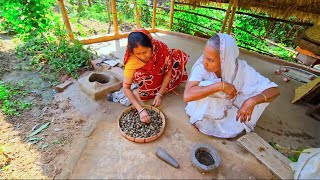 জঙ্গলের বুনো বহেড়া দিয়ে লাউ পাতার অজানা এক রেসিপি  Baheda Fruit and Gourd leaf recipe  villfood [upl. by Tiat]