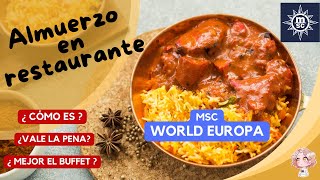 Almuerzo en restaurante MSC World Europa [upl. by Galasyn]