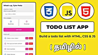 ToDo List App Making in Tamil  Learn Full Stack Web Development  Learn From Scratch [upl. by Noillid]