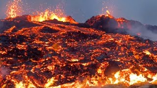 WATCH Lava flows out of Fagradallsfjall Volcano in Iceland [upl. by Meghann]