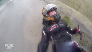 Insane Hydroplaning Motorcycle Crash [upl. by Wieren]