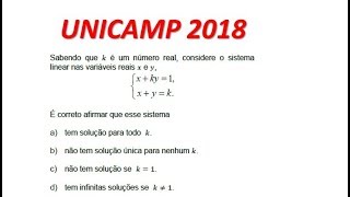 UNICAMP 2018  Sabendo que k é um número real [upl. by Oriole587]