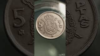 Spain 5 pesetas 1975 Star 79 pesetascoinsmoney rarecoinscollections [upl. by Amby]