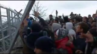 Muslims Scream Allahu Akbar Use Battering Ram To Break Border Fence From Greece To Macedonia [upl. by Capriola]