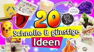 20 SCHNELLE amp GÜNSTIGE DIY IDEEN zum selbermachen  Deko Geschenke für die BFF und vieles mehr [upl. by Ivy]