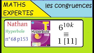 Terminale Maths ExpertesArithmétique et congruenceExercice 68 p 153 Nathan Hyperbole 610k [upl. by Lewes]