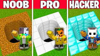 NOOB vs PRO vs HACKER EN GÜVENLİ TÜNEL EVİ YAPI KAPIŞMASI  Minecraft [upl. by Carmelle512]