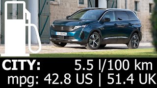 Peugeot 5008 Hybrid 136 48V eDCS6 CITY fuel consumption economy real test mpg l100 km urban [upl. by Dail]