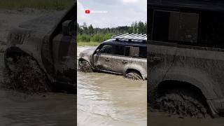 LR Defender with a bad tyres in the mud  watch the full video of big off road test on our channel [upl. by Bena]