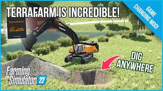 Dig ANYWHERE on ANY MAP in Farming Simulator 22 with the Amazing TerraFarm Mod [upl. by Ahsin]