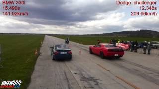 BMW 330i vs Dodge challenger Drag Race 14M 402m Letiště Hoškovice 2242017 [upl. by Mccormac]