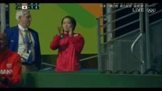 石川佳純 レッドカードで退場 試合中福原愛に日本語で応援したため。卓球女子団体戦準決勝ドイツ戦 【リオ五輪】 [upl. by Droflim908]