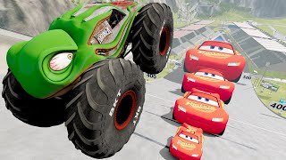 Epic High Speed Jumps Into GIANT Lightning McQueen  BeamNG Drive [upl. by Amathiste]