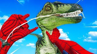 FIGHTING Dinosaurs as Spiderman Bonelab VR Mods [upl. by Neirrad770]