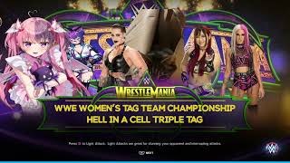 vshojo Vs Betty and Rhea Ripley Vs damaged control womens tag titles WWE 2K23 [upl. by Alaik]