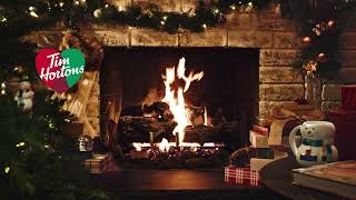 Tim Hortons  Relaxing holiday fireplace with crackling fire sounds [upl. by Iney485]