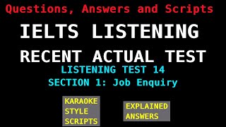 IELTS Listening Recent Actual Tests  Test 14  Section 1 Job Enquiry [upl. by Fanestil439]