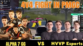 Alpha7 Vs Hvvp 4v4 Fight in PMGC 2022  Pubg Mobile [upl. by Ailelc164]