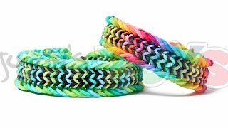 Fishtail Sandwich Rainbow Loom Bracelet Tutorial  Advanced [upl. by Oretna]