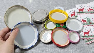 VERY Beautiful  Christmas decoration idea with Jar lids  Genius recycling crafts  DIY hacks [upl. by Ddal810]