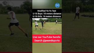 🔴Modified YoYo test for lesser age group athlete  YoYo Test U16 peandsports yoyo yoyotest [upl. by Nertie503]