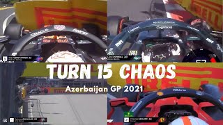 Turn 15 chaos in Baku AzerbaijanGP Formula1 [upl. by Skell727]