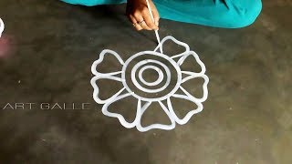 Easy amp big designs  Rounded rangoli Designs  Easy Kolam designs [upl. by Adnavoj]