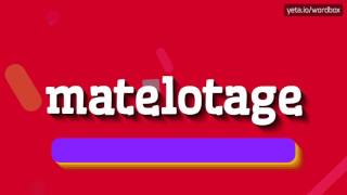 MATELOTAGE  HOW TO PRONOUNCE IT [upl. by Slaby728]