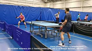 2024 NSW Veterans Div 2 Teams Challenges Aili Li vs Nayan Barman 4th Set [upl. by Ghassan]