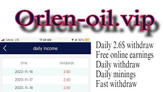 How to work on Orlonoilvip  live withdraw proof  27 withdraw  free earnings [upl. by Nrubliw]