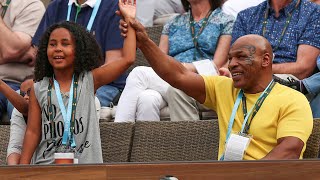 BNP Paribas Open Mike Tyson amp Daughter Visit IW [upl. by Ardnekal]