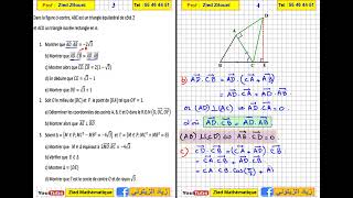 02 Produit Scalaire Correction Exercice 3ème Science  Math [upl. by Sairu800]