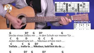 Lieber guter Nikolaus komme bald in unser Haus Nikolauslied mit 3 Akkorden amp Text für Gitarre [upl. by Conley]