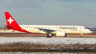 Helvetic Airways Embraer E190E2 LANDING and TAKEOFF At Belgrade Airport [upl. by Butte725]