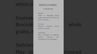 Benefits of minerals  Chromium [upl. by Thorny]