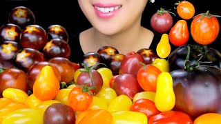 HEALTHY SNACKS ASMR EATING CHERRY PLUM PEAR TOMATOES MUKBANG  ASMR EATING SOUNDS  TracyN ASMR [upl. by Surat990]