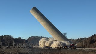 Plant Gorgas 370’ FGD Chimney  Controlled Demolition Inc [upl. by Sitoeht920]