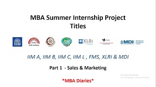 MBA summer internship project titles  Sales and Marketing  MBA SIPs  Part  1 [upl. by Griffiths]