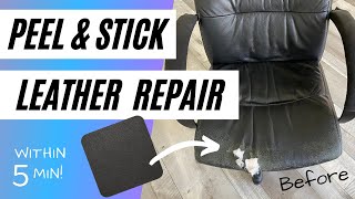 How to apply a selfadhensive leather repair patch quick easy tore leather chair fix [upl. by Kabob]