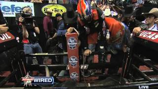 TRUE GRIT Austin Meier fights pain and conquers Mud Wasp at PBR World Finals [upl. by Ynnij]