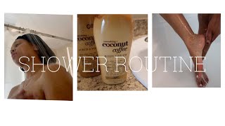 SHOWER ROUTINE COCONUT COFFEE OGX WASH SRCUBE amp DOVE BODY CARE FOOT CARE  MOISTURIZE [upl. by Naltiac249]