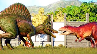 Epic Dino Battle Royale Baryonyx vs Scorpios rex vs Spinosaurus amp More  Jurassic World Evolution 2 [upl. by Litman]