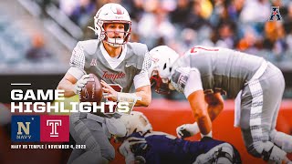 Game Highlights Temple 32 Navy 18 Football November 4 2023 [upl. by Magree]