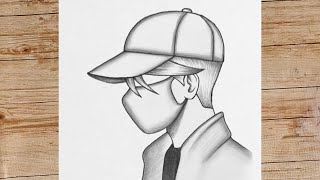 Easy to draw  How to draw a boy wearing a hat n face mask [upl. by Oicirtap]